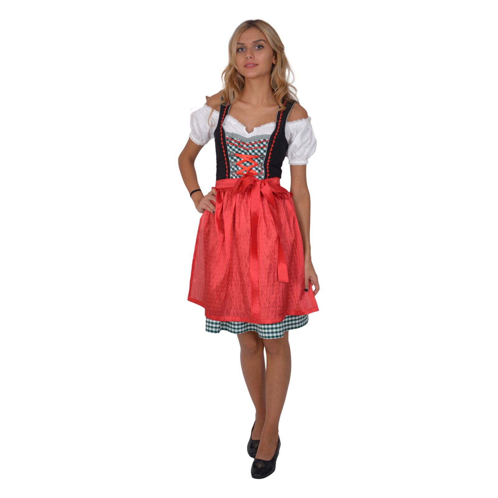 Mittelalter Kleid GR 36 Dirndl lang rot-schwarz von "A Gwand vom Sepp" sale