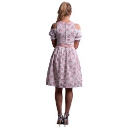 Dirndl Set Trachtenkleid 534GT Cremeweiß mit Rosa geblümt 42