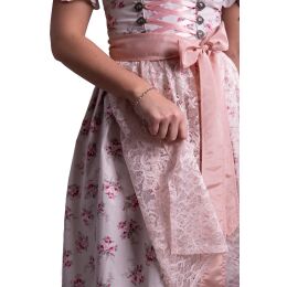 Dirndl Set Trachtenkleid 534GT Cremeweiß mit Rosa geblümt 42