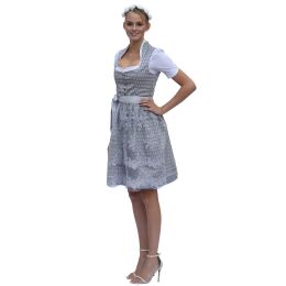 Dirndl Set ELITA 2tlg. Trachtenkleid Grau Lila geblümt 542GT 38