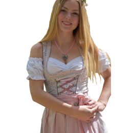 Dirndl Set Trachtenkleid 502GT Grau Rosa geblümt 44